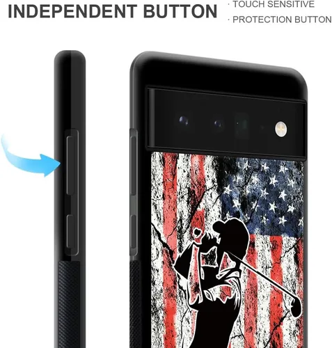 Vista 3 de DJSOK Funda para Google Pixel 6 Pro/6XL, diseño de patrón de lujo, a prueba de golpes, funda resistente para hombre y mujer-bandera de golf