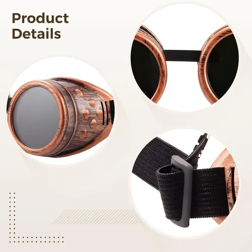 Vista 5 de Steampunk Goggles 6-Pack, Victorian Style Eyewear With Adjustable Straps, Glasses For Costumes