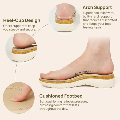 Vista 4 de ORTOREX Sandalias cómodas con soporte de arco para mujer, sandalias acolchadas para caminar