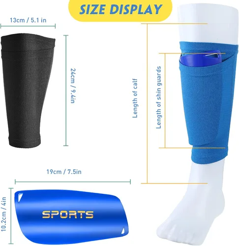Vista 2 de 2 pares de espinilleras de fútbol con espinilleras para adultos y jóvenes, espinilleras de fútbol para niños y niñas, protección de piernas, reduce