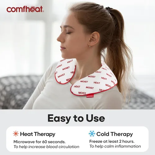 Vista 6 de Almohada de cuello para microondas lavanda, calentable/refrigerable, para el cuello, para aromaterapia, con funda extraíble lavable, ideal