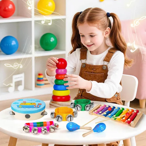 Vista 4 de Childom - Instrumentos musicales para niños pequeños, juguetes musicales para bebés, regalos educativos para niños en edad preescolar, regalos