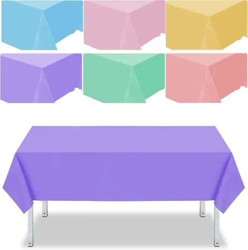 Vista 7 de Panelee Paquete de 6 manteles de plástico con diseño de arcoíris, desechables, colores surtidos, manteles rectangulares coloridos para fiesta