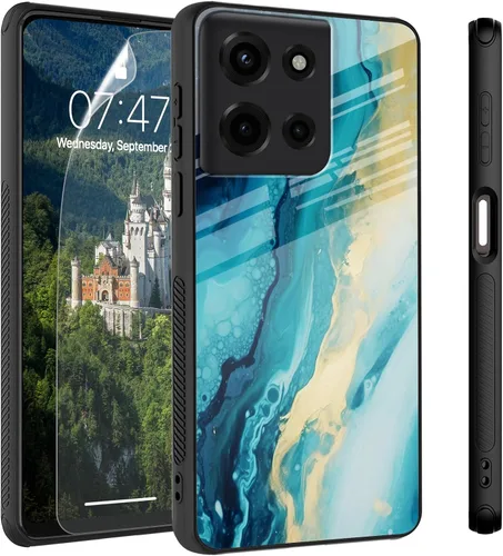 Vista 78 de Funda para Motorola Moto Edge 2022, cubierta trasera de vidrio templado con protector de pantalla, funda protectora a prueba de golpes para Motorola