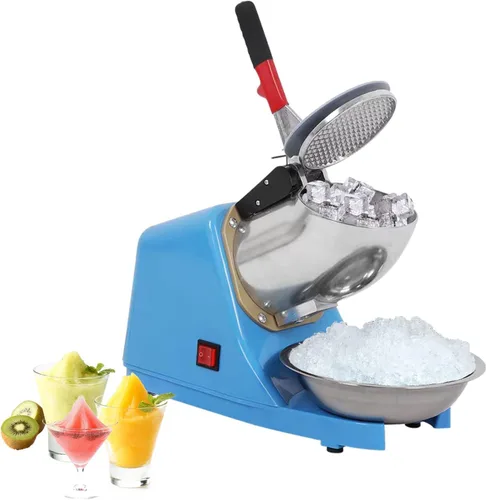 Vista 2 de Trituradora de hielo eléctrica de 110 V, máquina portátil de acero inoxidable de 4 cuchillas para hielo afeitada, máquina de hielo afeitado de 300 W