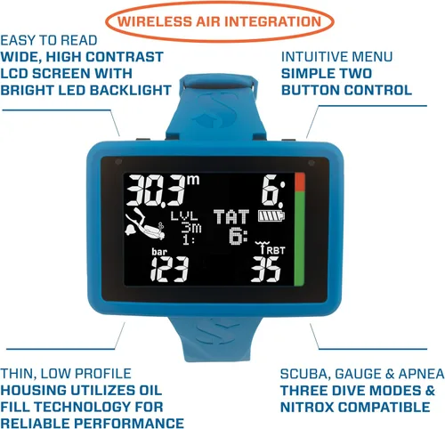 Vista 6 de SCUBAPRO Luna 2.0 Air Integrated (AI) - Ordenador de buceo con Bluetooth®, incluye funda y correa de silicona