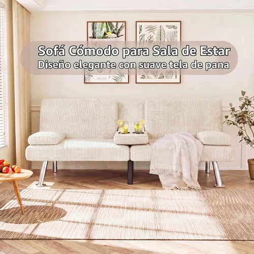 Vista 7 de Flamaker - Sofá cama tipo futón convertible de pana