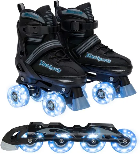 Vista 11 de XINO SPORTS Combo 2 en 1, Patines para niños Patines en línea - Patines intercambiables con luz LED para niños de 6 a 12 años, adolescentes