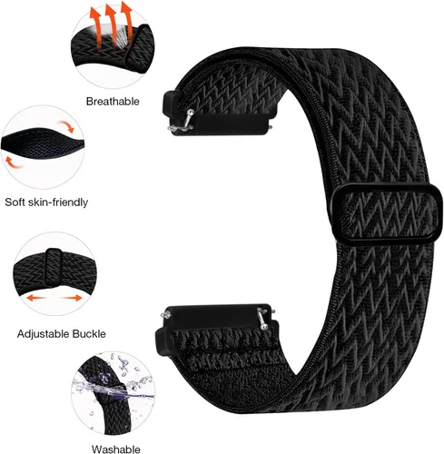 Vista 2 de Attbbon Banda elástica compatible con correas Fit Bit Versa/Fit Bit Versa Lite, correas deportivas de nailon elástico transpirables y ajustables