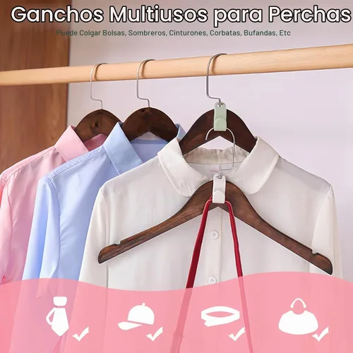 Vista 4 de 50 PCS Perchas que Ahorran Espacio - Ganchos Conectores de Perchas para Ropa, Apilables que Ahorran Espacio, Organizadores de Armario de Plástico