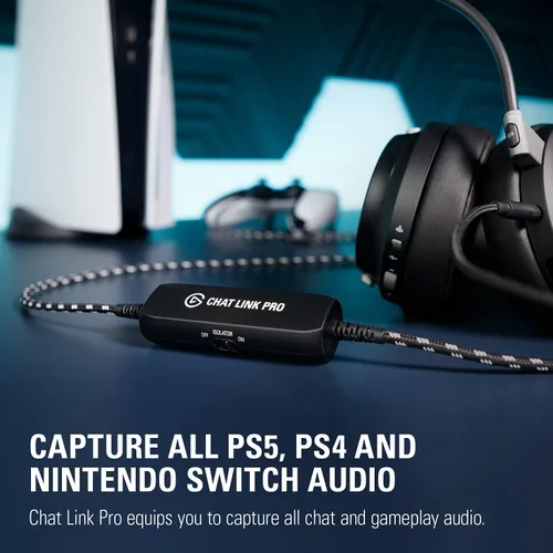Vista 2 de Elgato Chat Link Pro - Adaptador de audio para PS5 PS4 Nintendo Switch captura chat de voz sonido de juego cable extra largo