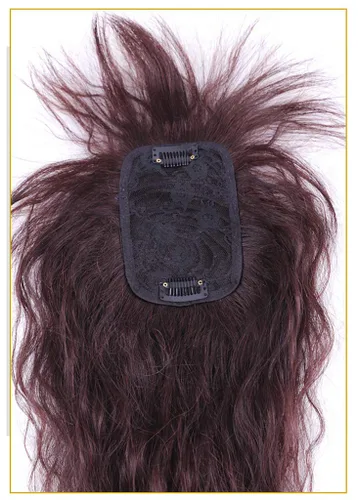 Vista 5 de 3 x 4.7 pulgadas con clip superior para mujer, cabello humano ligeramente rizado con flequillo lateral, color marrón oscuro, 10 pulgadas