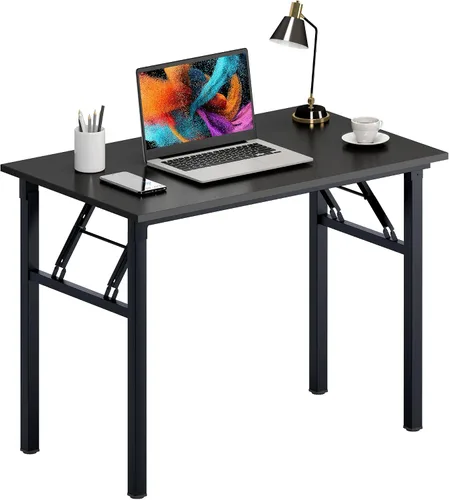 Vista 41 de Need - Escritorio plegable de 31 1/2" sin ensamblaje, mesa pequeña para computadora, escritorio robusto y resistente para espacios pequeños, marco