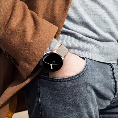 Vista 5 de Correa de cuero compatible con Google Pixel Watch, correa de repuesto, transpirable, para Google Pixel Watch, accesorios para reloj inteligente