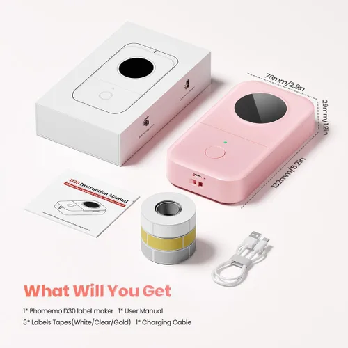 Vista 7 de Phomemo Impresora térmica portátil D30, mini máquina del fabricante de Rosa