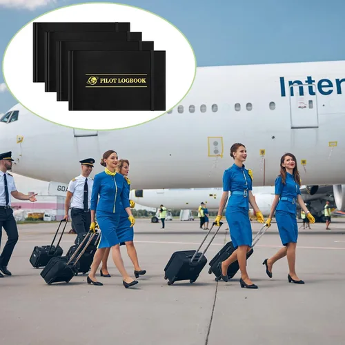 Vista 5 de ReliThick 4 cuadernos de registro de piloto de tapa dura, color negro, libro de registro de vuelo (elegante)