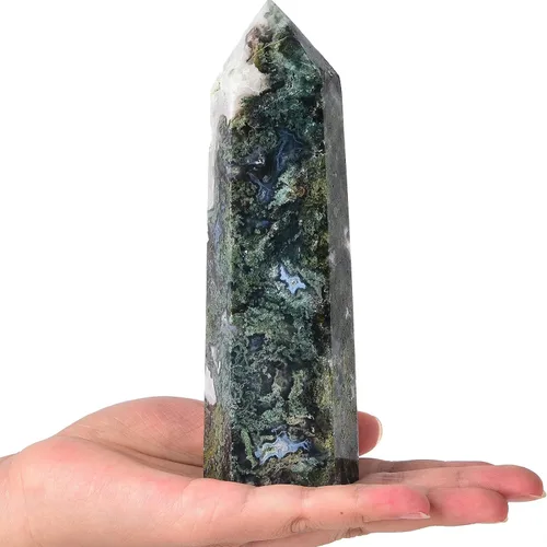 Vista 34 de AMOYSTONE Obelisco de Piedra de Sangre Africana Varita de Cristal Curativo Grande Torre Columna Facetada de 6 Lados Reiki Chakra Meditación Terapia