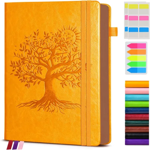 Vista 16 de Diario vintage de cuero con 300 páginas numeradas, diario rayado A4 para hombres y mujeres, diarios para escribir, cuaderno de rayas universitarias