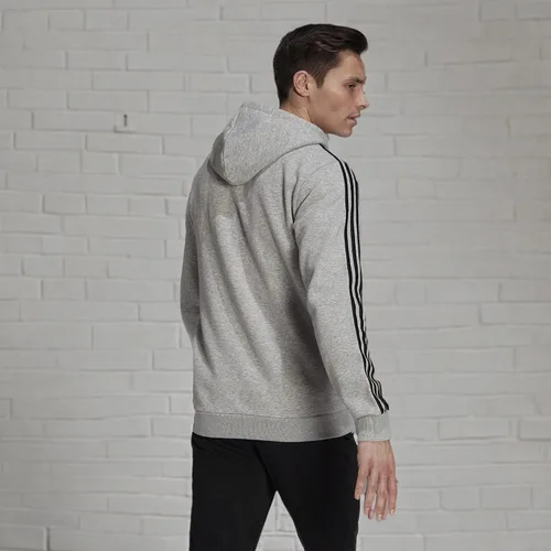 Vista 6 de adidas Sudadera de forro polar con capucha, 3 rayas y cierre completo, para hombre