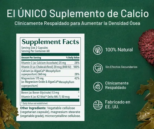 Vista 4 de ALGAECAL Plus Bundle - Vitamina D3 completa 4 en 1 y calcio de algas rojas con 16 nutrientes que apoyan los huesos, clínicamente apoyado