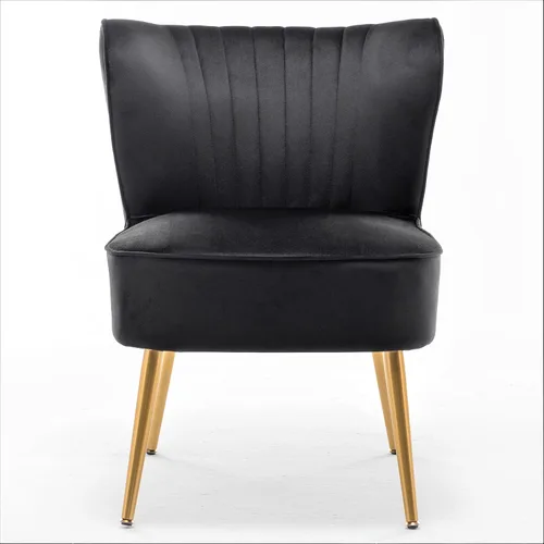 Vista 12 de Container Furniture Direct Silla moderna de terciopelo para sala de estar, dormitorio o entrada, diseño elegante y cómodo sin brazos con patas