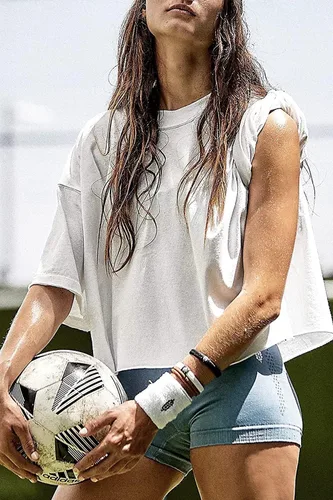 Vista 4 de Carpetcom Camisetas de entrenamiento de gran tamaño para mujer, manga corta, hombros caídos, casuales, holgadas, para gimnasio, yoga, atlética