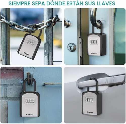 Vista 7 de ORIA Caja de bloqueo de llaves, caja de seguridad para llaves, combinación de 4 dígitos, caja de bloqueo de almacenamiento de llaves impermeable