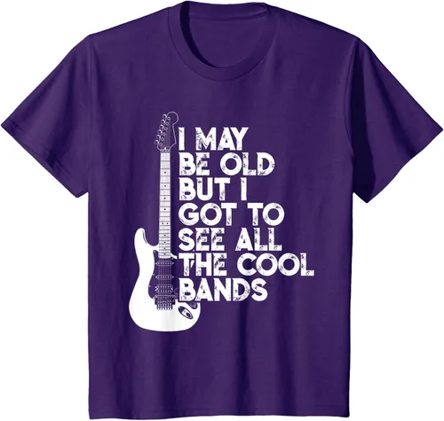 Vista 62 de Camiseta con texto en inglés "I May Be Old But I Got to See All The Cool Bands" Negro