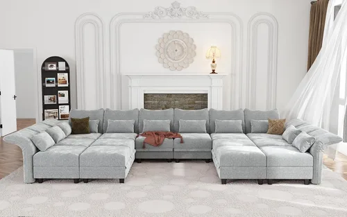 Vista 9 de LLappuil Sofá modular de gran tamaño de 179 pulgadas con asiento de almacenamiento, sofás seccionales grandes de 14 piezas para sala de estar
