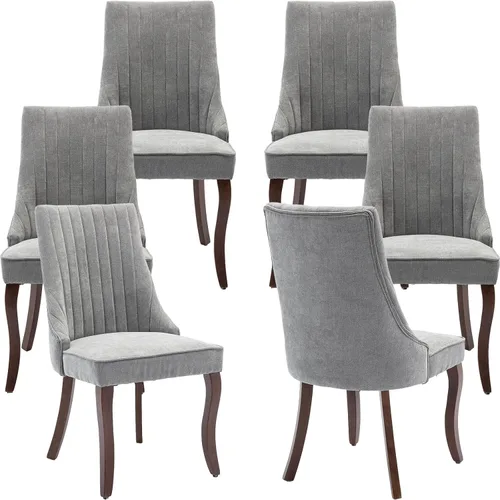 Vista 28 de Juego de 2 sillas de comedor modernas de mediados de siglo, tapizadas de tela beige, sillas de cocina y comedor, sillas de cocina con patas