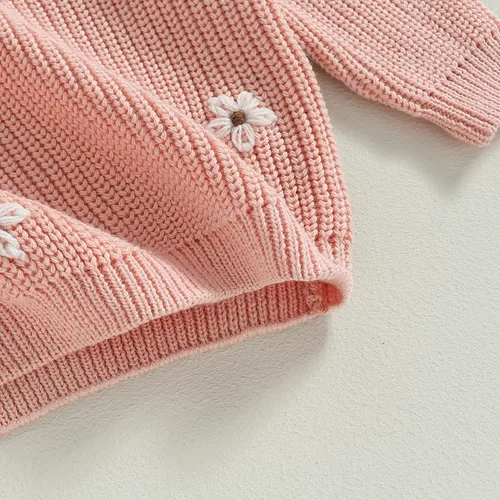 Vista 6 de Karwuiio Suéter de punto para bebé, niña, niño, cuello redondo, manga larga, sudadera para otoño e invierno