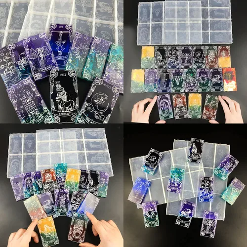 Vista 2 de Moldes de resina para cartas de tarot, 22 moldes de arcanos principales para tarjetas de bricolaje, llaveros, joyas