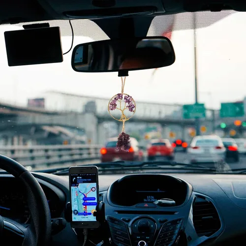 Vista 3 de Adorno de cristal curativo Árbol de la Vida Amatista Natural Árbol de la Vida Charm Espejo de Coche Accesorios Hippie Boho Interior Habitación