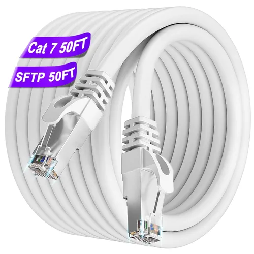 Vista 10 de Soibke Cable Ethernet Cat 7 de 10 pies, para exteriores e interiores, cable Ethernet de alta velocidad Cat 7 SFTP triple blindado, red, Internet