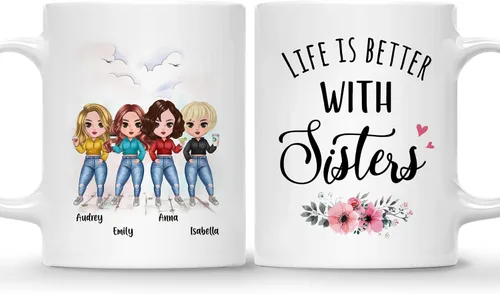 Vista 29 de GOSSBY Taza personalizada (2 Sisters) ¡Aparentemente somos problemas cuando estamos juntos, quién sabía! Taza personalizada para mejor amiga