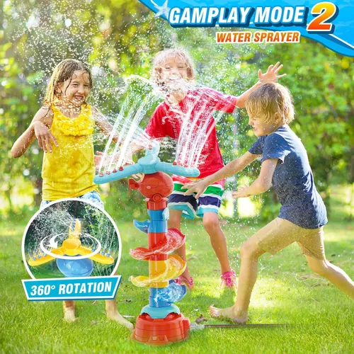 Vista 4 de Skirfy Aspersor de agua para niños, juguetes de agua 3 en 1 para niños y niñas, juego de pelota de atrapo, juego al aire libre, fiesta de verano