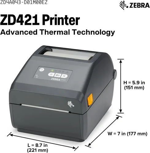 Vista 2 de ZEBRA ZD421 Impresora térmica directa de escritorio 300 ppp Ancho de impresión 4 pulgadas USB ZD4A043-D01M00EZ