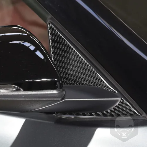 Vista 3 de Adhesivo de Fibra de Carbono Premium Real para Ventana de Coche, Pilar A, Panel Triangular, Anticolisión, Compatible con Toyota Supra GR A90 A91 MK5