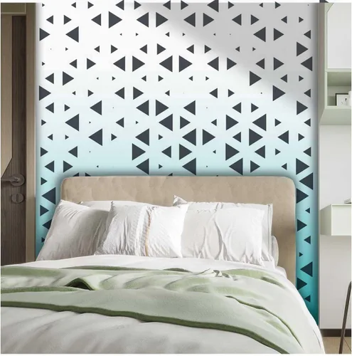 Vista 2 de Rustic Wallpaper White Cyan Gradient Papel Tapiz para Baño Geometric Checked Dollhouse DIY-Friendly (W) 31.5" X(H) 24