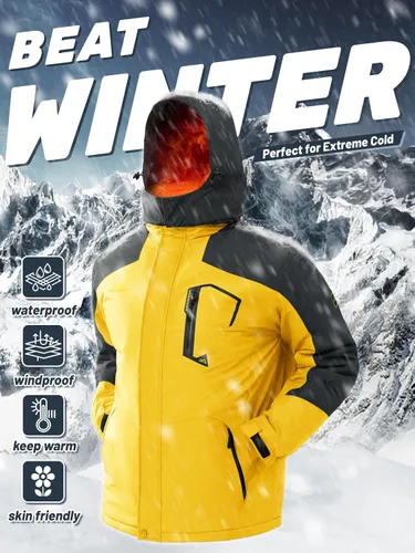 Vista 4 de TACVASEN Chaquetas de esquí de invierno para hombre, abrigos de vellón impermeables con aislamiento térmico para snowboard, parka con capucha
