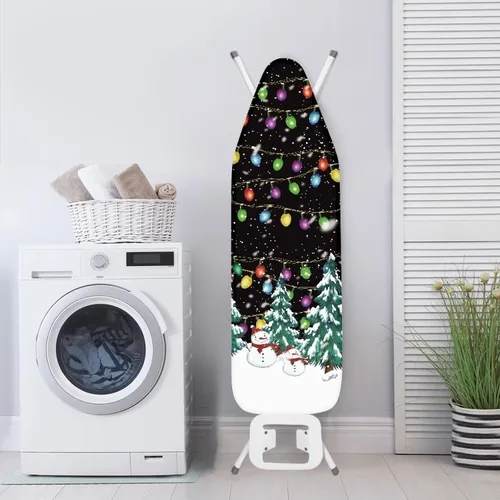Vista 4 de Gomyblomy Cubierta antipolvo para tabla de planchar para árbol de Navidad, cubierta de tabla de planchar de Navidad con cierre de gancho y bucle