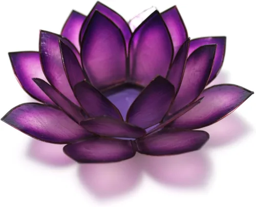 Vista 11 de Om Gallery Portavelas Lotus Tea Light - Capiz Shell, Blue Lagoon