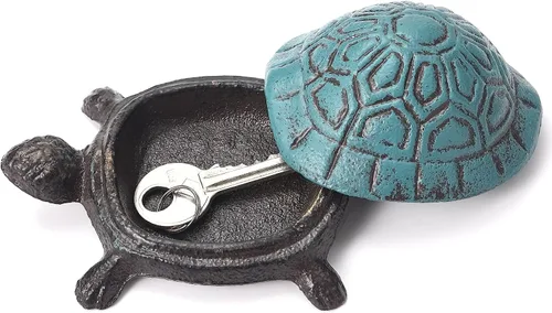 Vista 9 de Ocultador de llave de tortuga de hierro fundido de 9 pulgadas, soporte oculto para llaves para exteriores, soporte oculto para llaves al aire libre