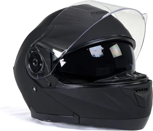 Vista 8 de Milwaukee Helmets Breeze - Casco modular de motocicleta plano negro avanzado con visera desplegable aprobado por DOT MPH9814DOT - XS