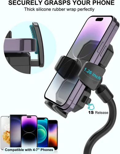 Vista 4 de Soporte de teléfono para bicicleta interior, cuello de cisne ajustable para bicicleta giratoria, cinta de correr, estacionario