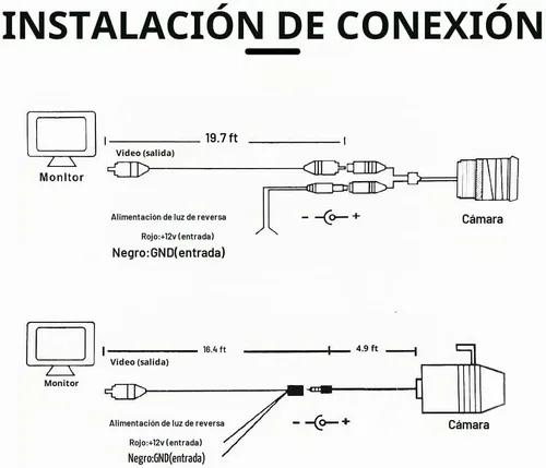 Vista 7 de Cámara de respaldo para automóviles con 8 luces, cámara de respaldo de visión nocturna SD de placa de matrícula con ángulo amplio de 170°, cámara
