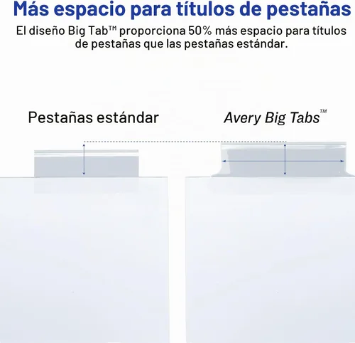 Vista 6 de Avery Big Tab Separadores insertables con pestaña extra anchos 8 pestañas transparentes, 1 juego (11223)