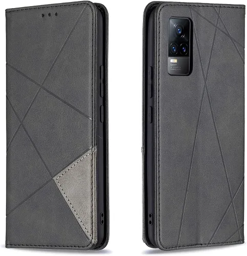 Vista 11 de Funda con tapa para Vivo Y11, Y15, Y12 e Y17, diseño de rombos de piel sintética, con función atril, cierre magnético, para Vivo Y11/Y15/Y12/Y17