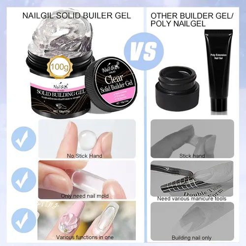 Vista 5 de NAILGIL - Gel 3D para arte de uñas, sin hemas, 3.53 oz de gel sólido constructor para esculpir las manos no pegajosas para extensiones, modelado