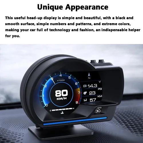 Vista 9 de Riloer Pantalla frontal para coche, GPS+OBD HUD Head Up Display P6 para la mayoría de los coches (negro)